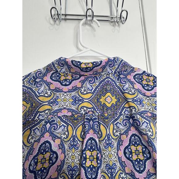 Talbots Blouse Size XL Pink Paisley Kaleidoscope Officecore Preppy Spring - Picture 7 of 10